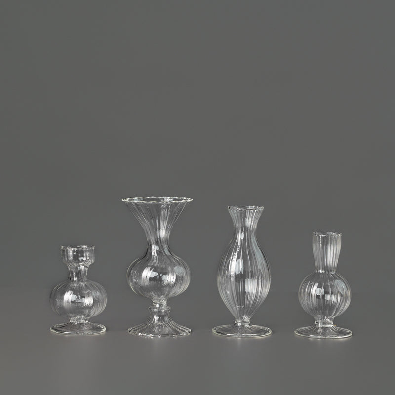 Clear Glass Budvases — Set of 4