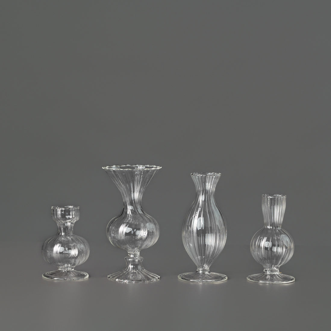 Clear Glass Budvases — Set of 4