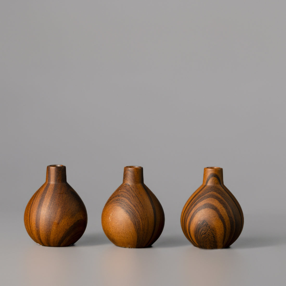 Dark Veneer Budvases — Set of 3