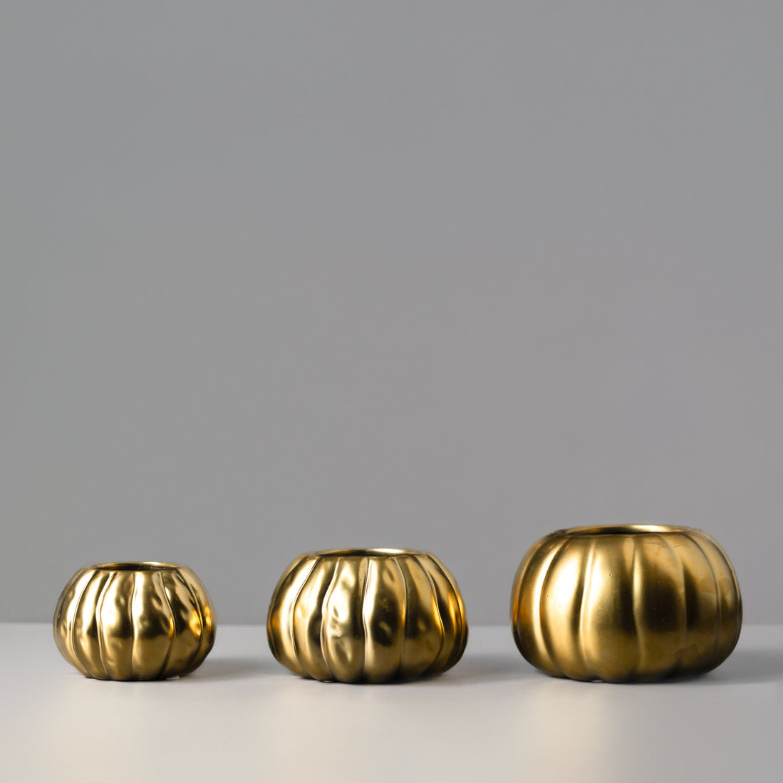 Gold Pumpkin Vase Trio (Alt Shot)